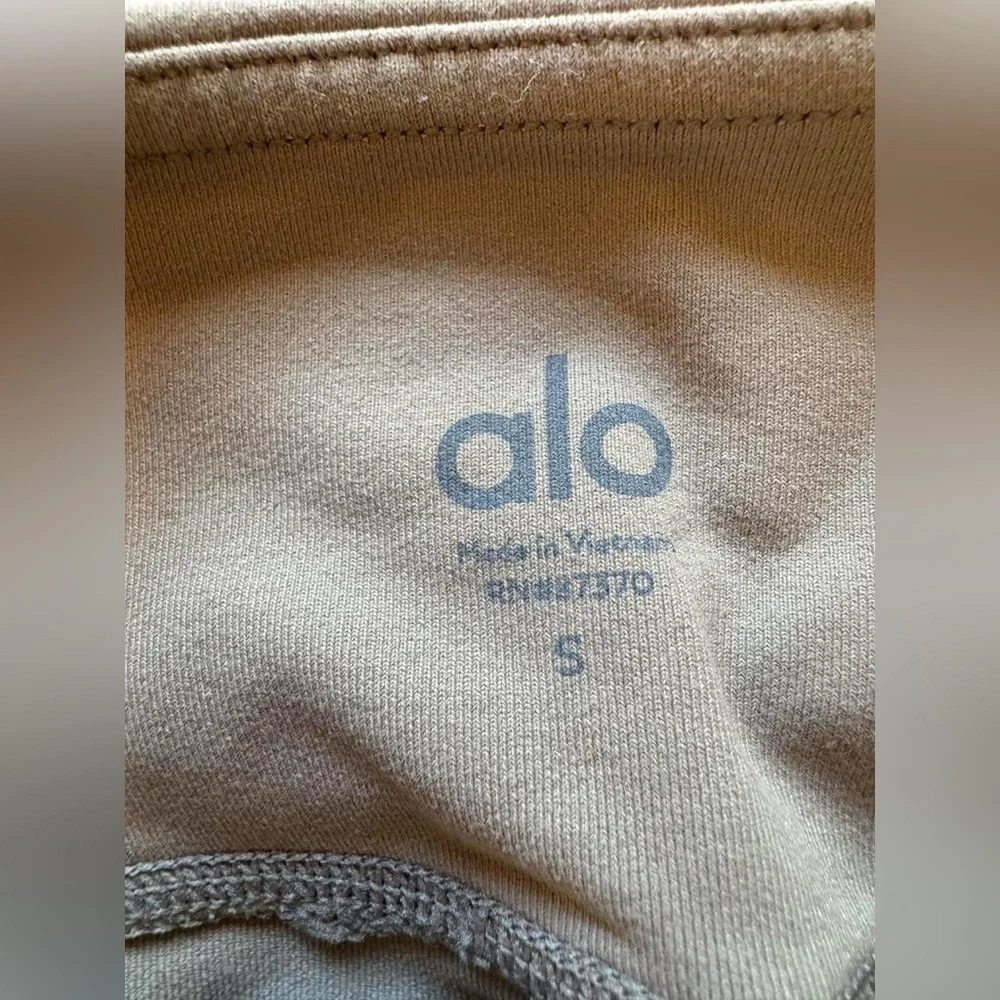 ALO Yoga Moto Legging Size Small Taupe Ribbed Panel High Waist